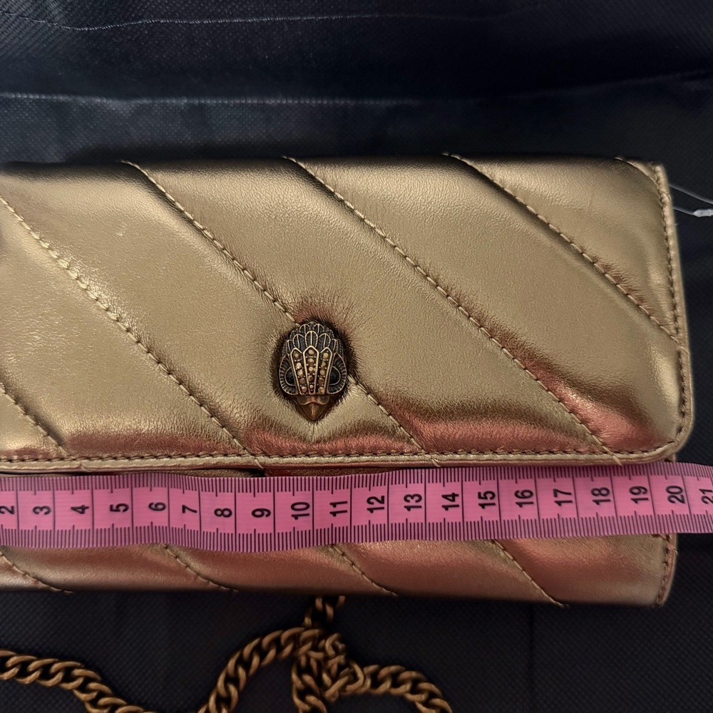 Kurt Geiger Metallic Gold Quilted Clutch - Picture 6 of 7